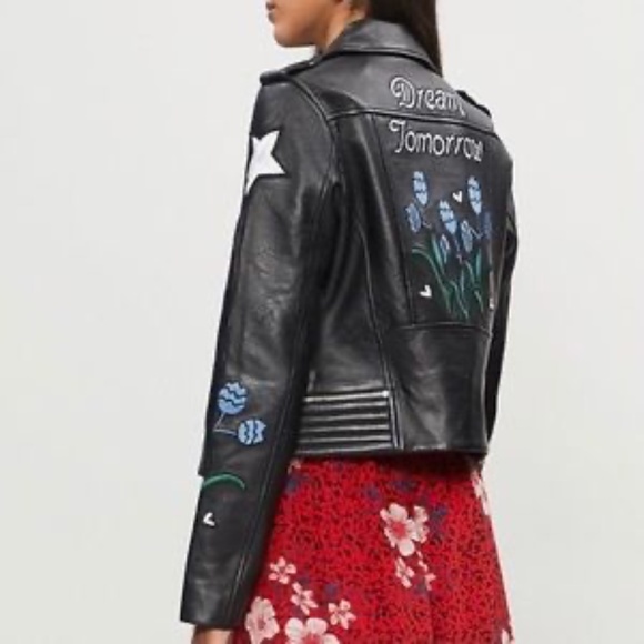 Maje Dream Tomorrow Embroidered Leather Jacket - Picture 3 of 5